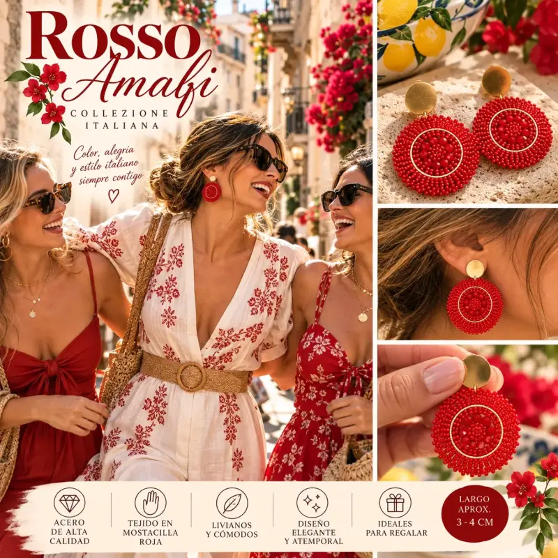 Aros de mostacilla roja Rosso Amalfi