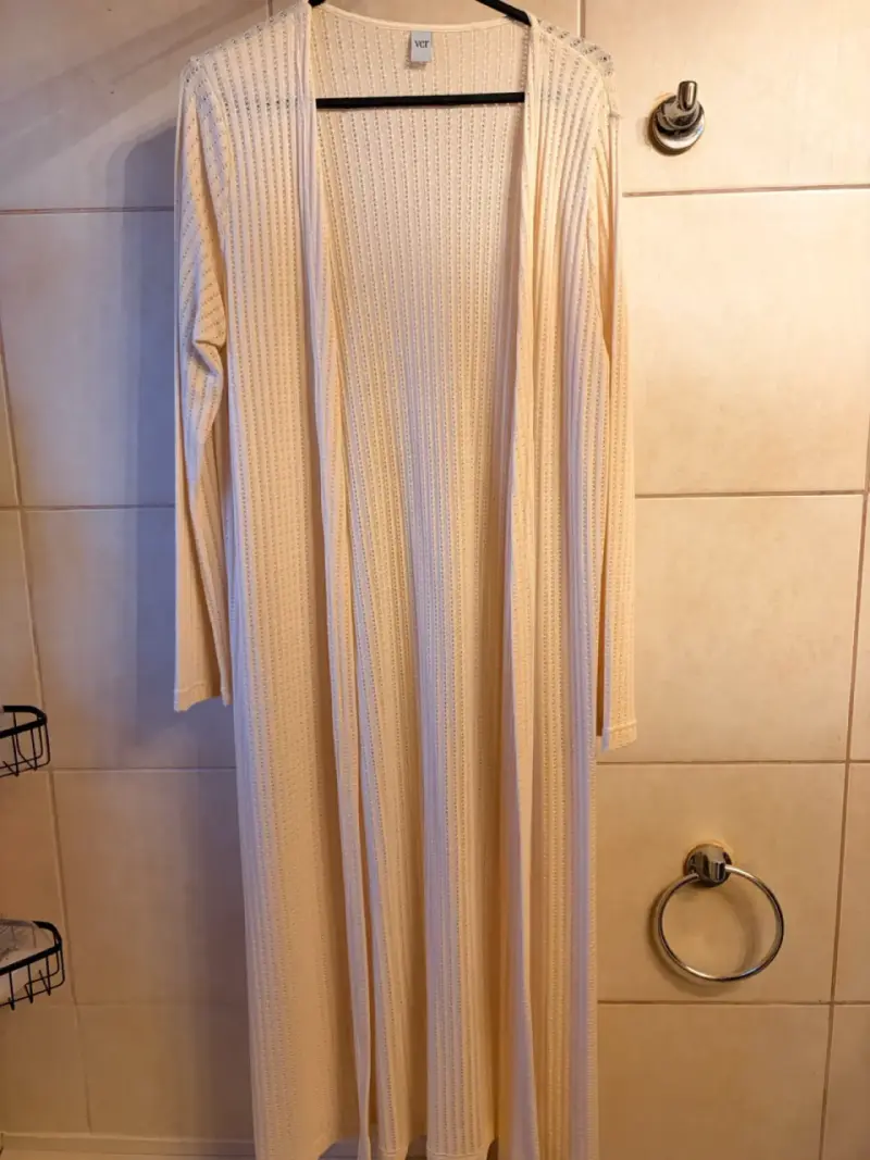 Cárdigan largo beige para mujer - 1