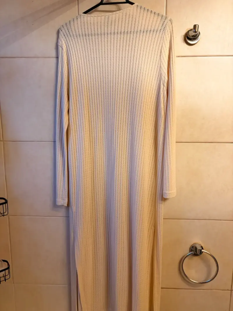 Cárdigan largo beige para mujer - 2