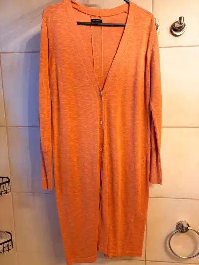 Cárdigan largo naranja Saville Row para mujer - miniatura 1