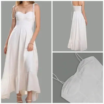 ✨ ¡Vestido blanco largo, romántico y elegante! Ta - miniatura 1