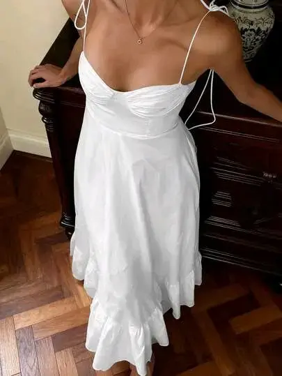 ✨ ¡Vestido blanco largo, romántico y elegante! Ta - 6