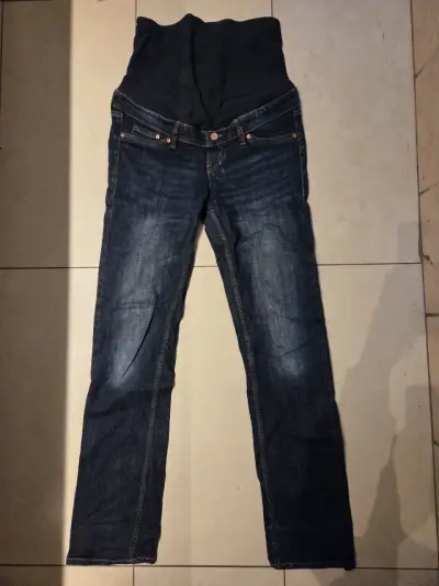 Jeans maternales azul oscuro con pretina elástica - miniatura 1