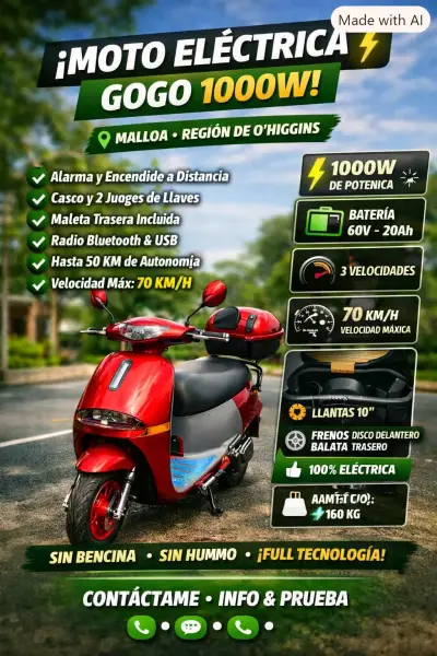 Scooter eléctrico rojo con puerto USB - miniatura 6
