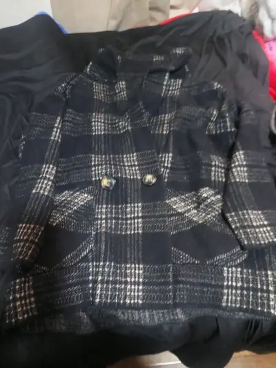 Abrigo de lana a rayas para mujer - miniatura 2
