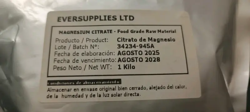 Citrato de Magnesio Eversupplies 1 Kg - 2