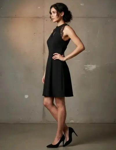 Vestido negro corto con encaje en espalda - miniatura 1
