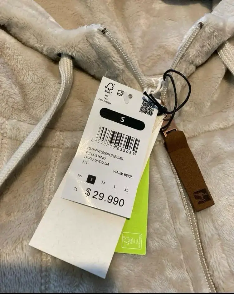 Chaqueta de polar beige con capucha para mujer - 2