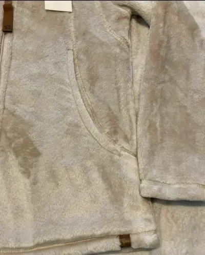 Chaqueta de polar beige con capucha para mujer - miniatura 4