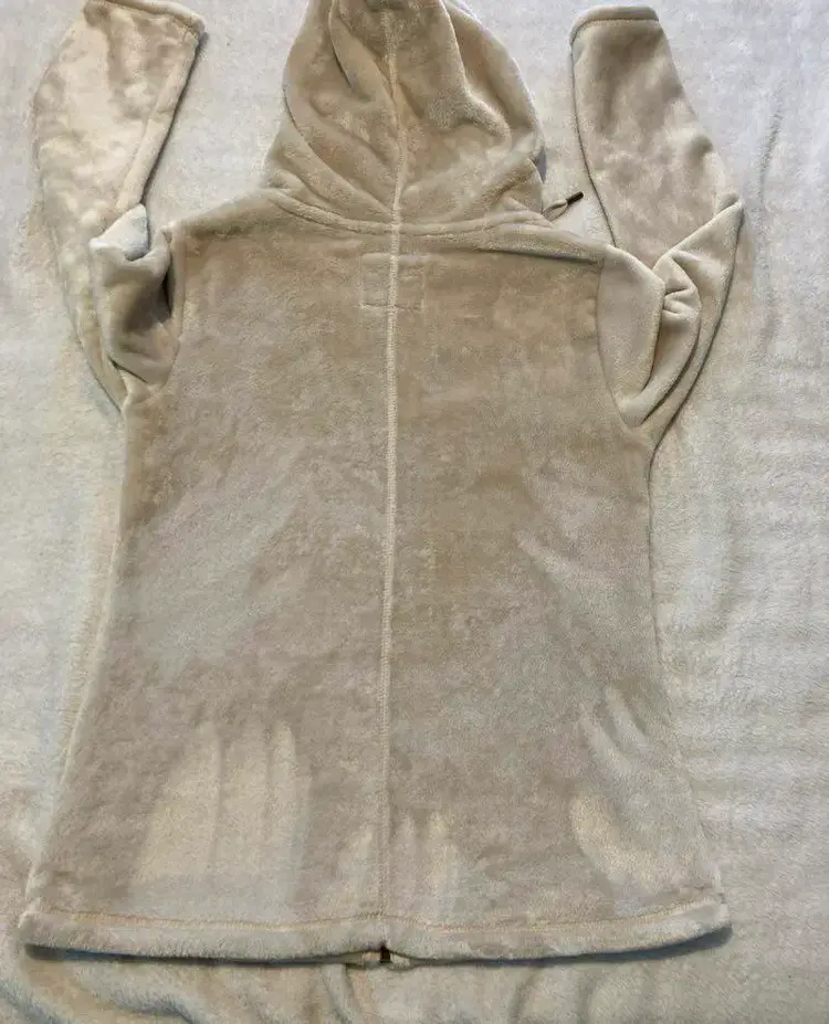 Chaqueta de polar beige con capucha para mujer - 5