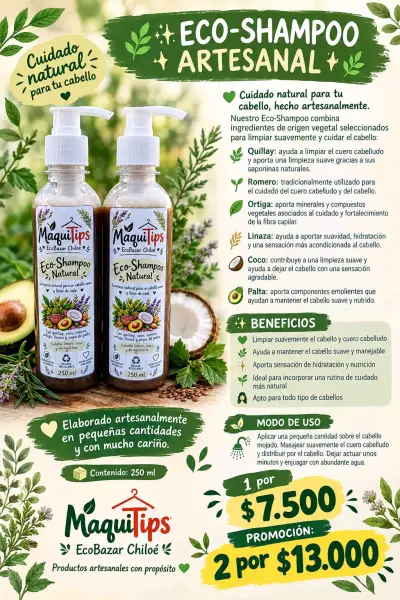 Eco-Shampoo Natural MaquiTips 250ml - miniatura 1