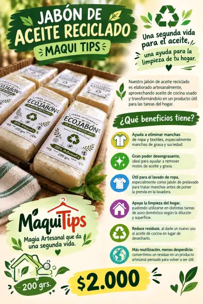 Jabón de Aceite Reciclado Maqui Tips 200g - miniatura 1