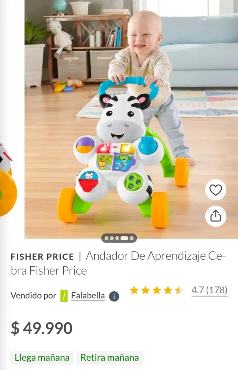 Andador de aprendizaje Fisher Price cebra - 1