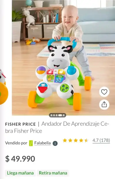 Andador de aprendizaje Fisher Price cebra - miniatura 1