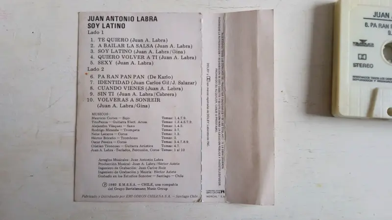 Cassette Juan Antonio Labra - Soy Latino 1989 - 2
