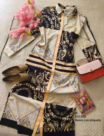 Vestido camisero estampado elegante para mujer - miniatura 2