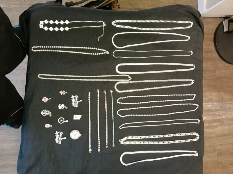 Lote de joyería de plata con collares y pulseras - 6