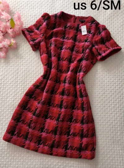 Vestido a cuadros rojo elegante para mujer - miniatura 2