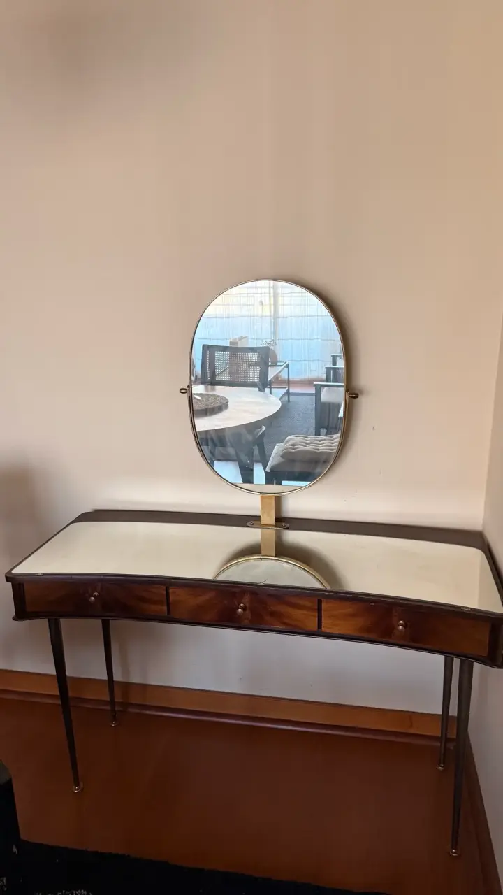 Tocador Biedermeier Alemán Vintage con Espejo - 2
