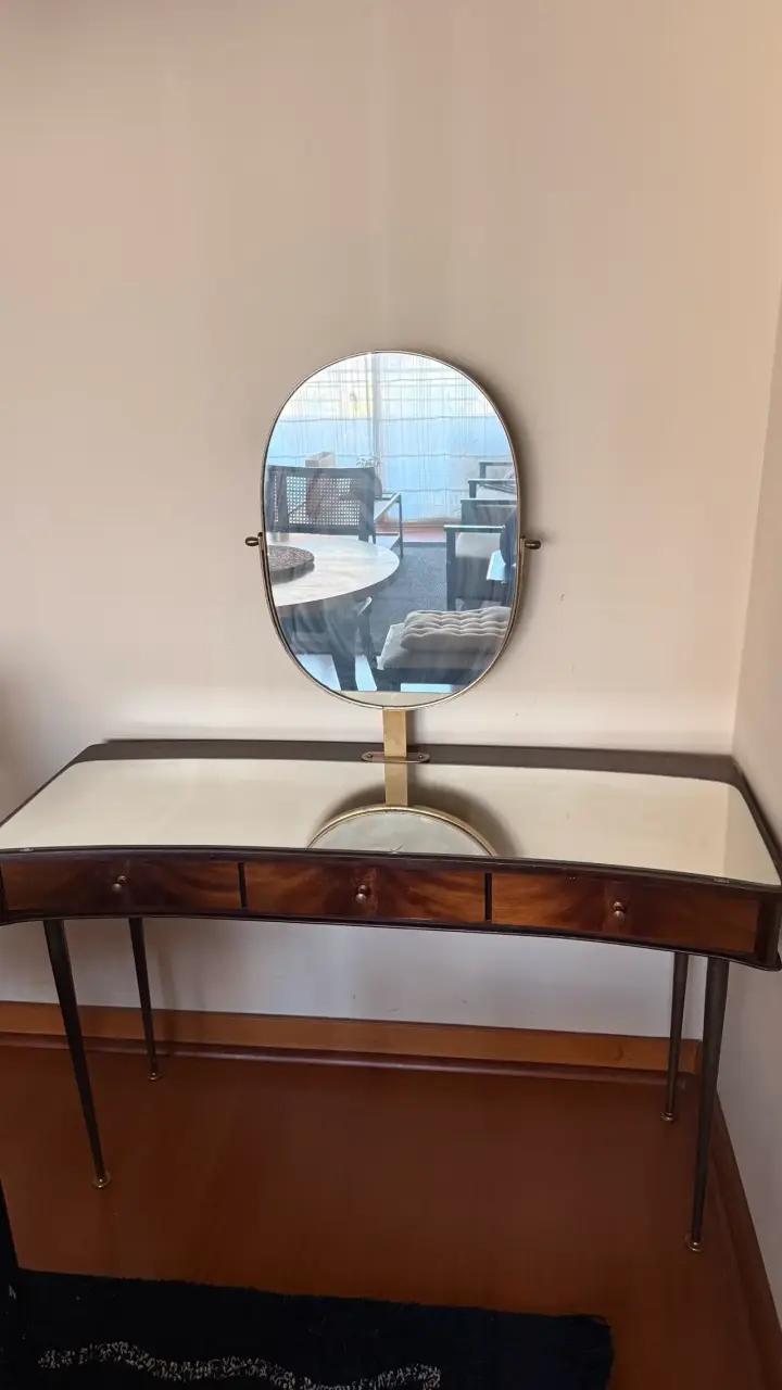 Tocador Biedermeier Alemán Vintage con Espejo - 5