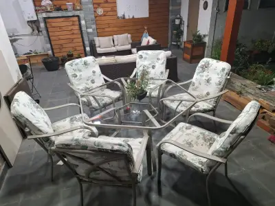 Juego de comedor exterior con mesa de vidrio - miniatura 2