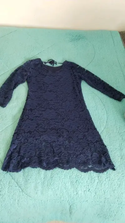 Vestido de encaje azul marino para mujer - miniatura 2