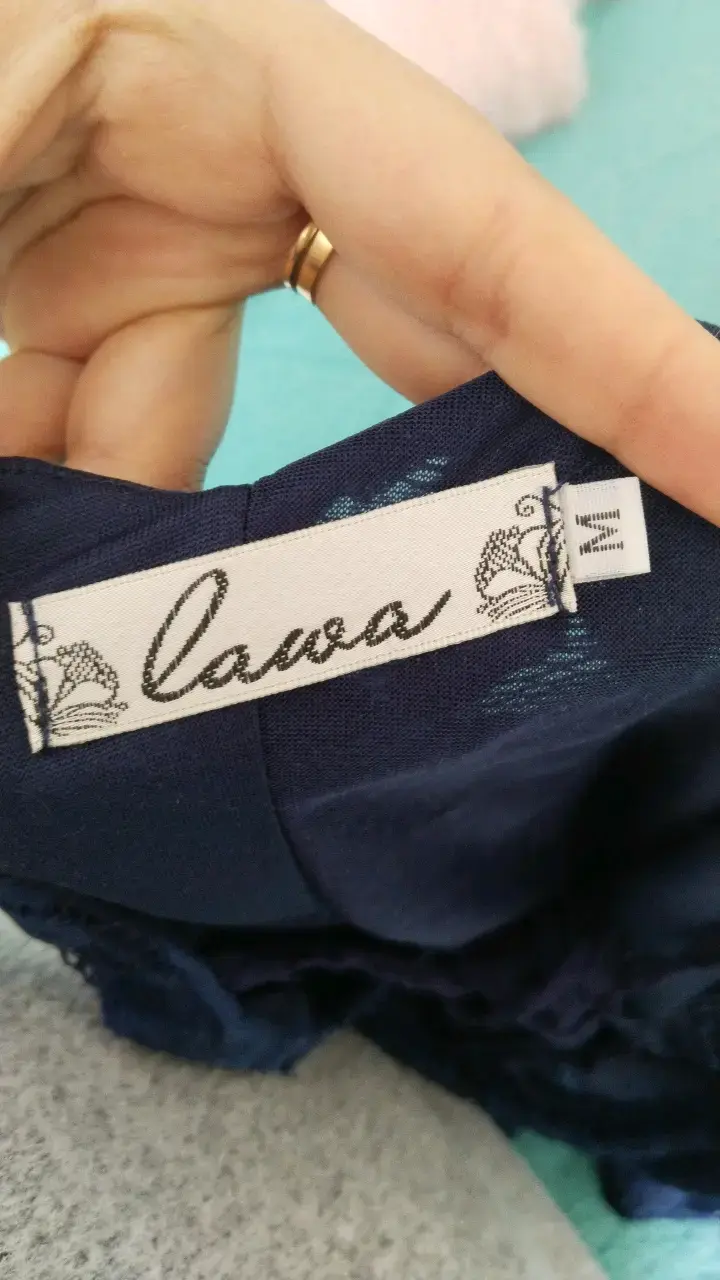 Vestido de encaje azul marino para mujer - 3