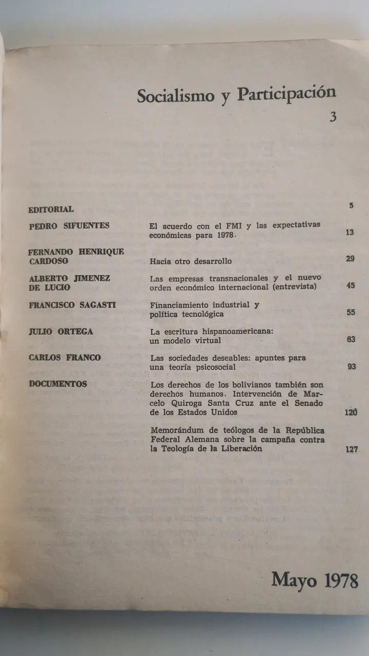 Revista Socialismo y Participación Mayo 1978 - 2