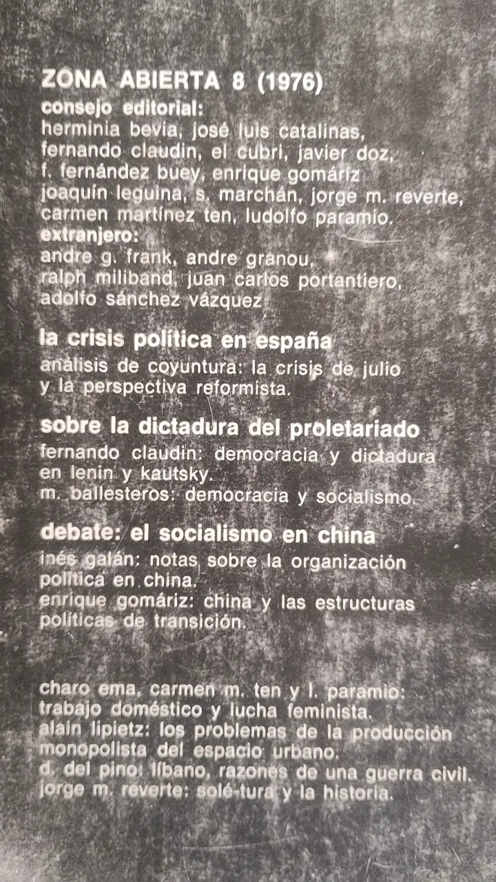 Revista Marxista Zona Abierta n°8 de 1976 - 2