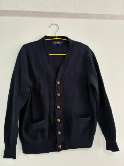 Cardigan de lana azul marino Saville Row - miniatura 1
