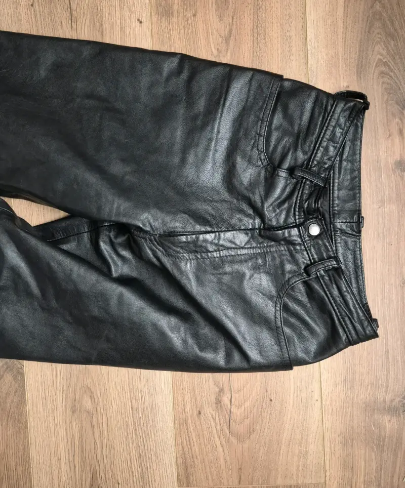 Pantalones de cuero negro talla 38 - 3