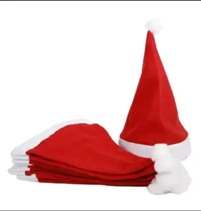 Gorro de Navidad rojo con pompón blanco - miniatura 1