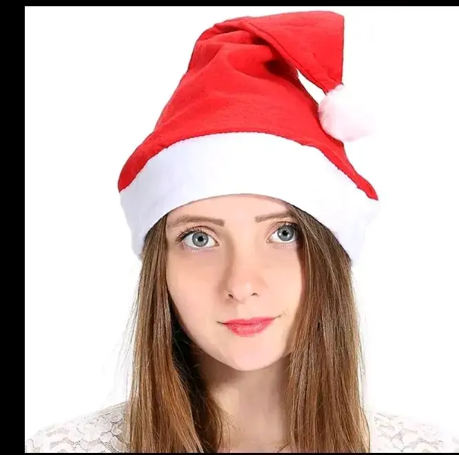 Gorro de Navidad rojo con pompón blanco - 2
