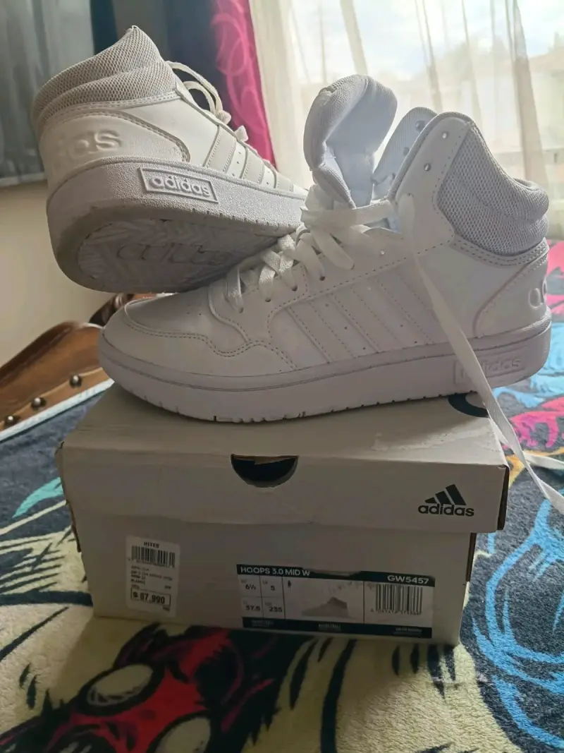 Zapatillas Adidas Hoops 3.0 Mid Blancas - 1