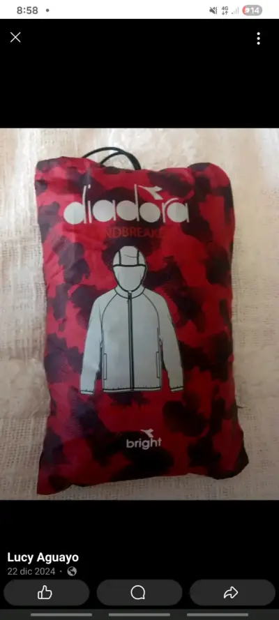 Cortaviento Diadora rojo camuflado para hombre - miniatura 3