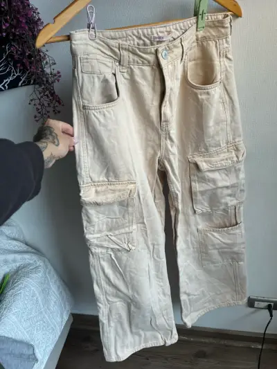 Pantalones cargo beige para mujer Index - miniatura 1