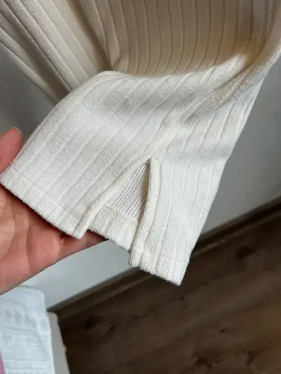 Vestido de punto canalé blanco H&M - miniatura 2