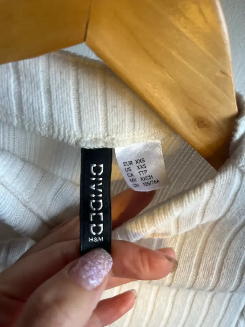 Vestido de punto canalé blanco H&M - 4