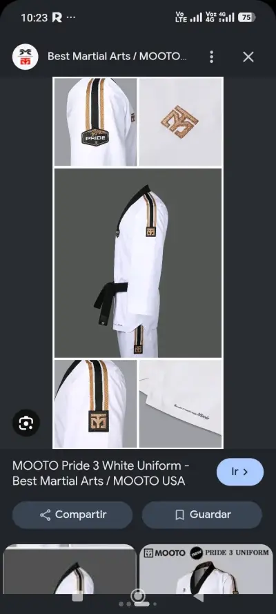 Uniforme de Taekwondo Mooto Pride 3 Blanco - miniatura 1