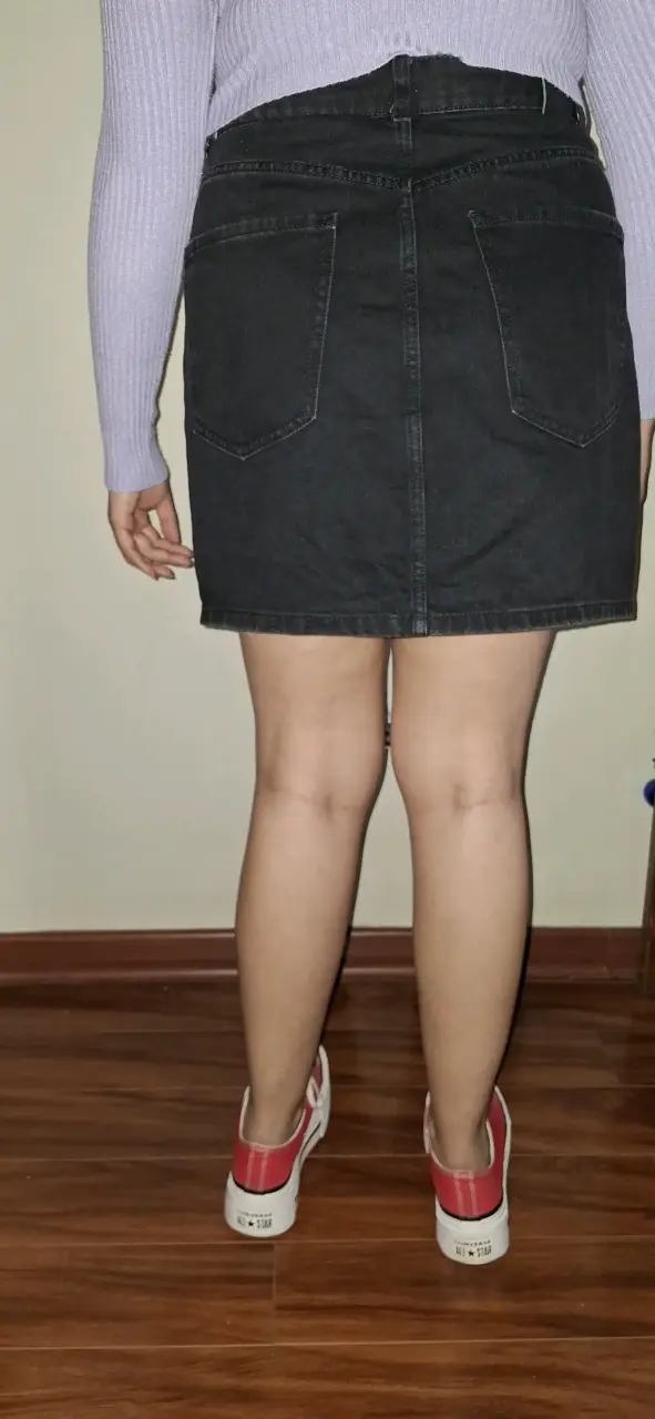 Falda de mezclilla negra para mujer - 2