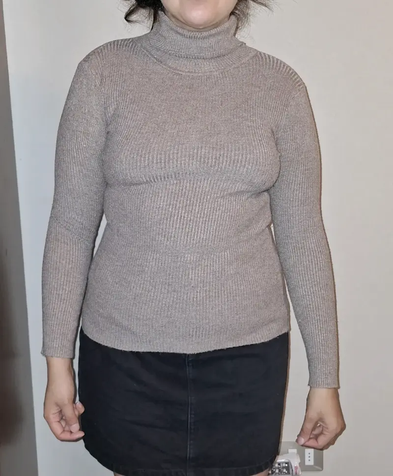 Polera de cuello alto gris para mujer