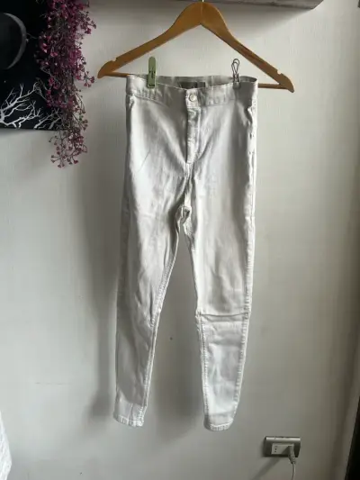 Pantalones blancos Topshop Joni para mujer - miniatura 1