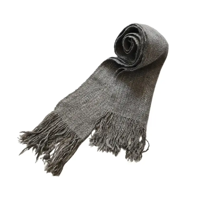 Bufanda de Lana Gris Jaspeada Talla S - 3