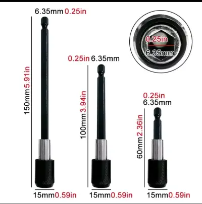 Juego de extensiones magnéticas para taladro 3 piezas - miniatura 1