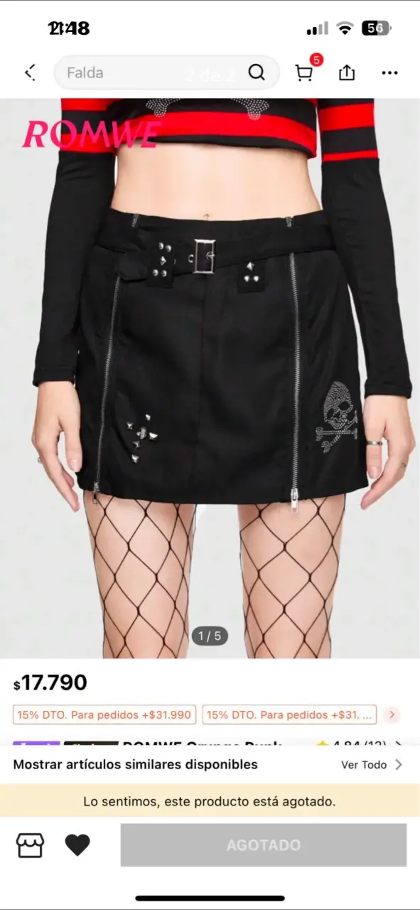 Falda negra con diseño de calavera Romwe - 1