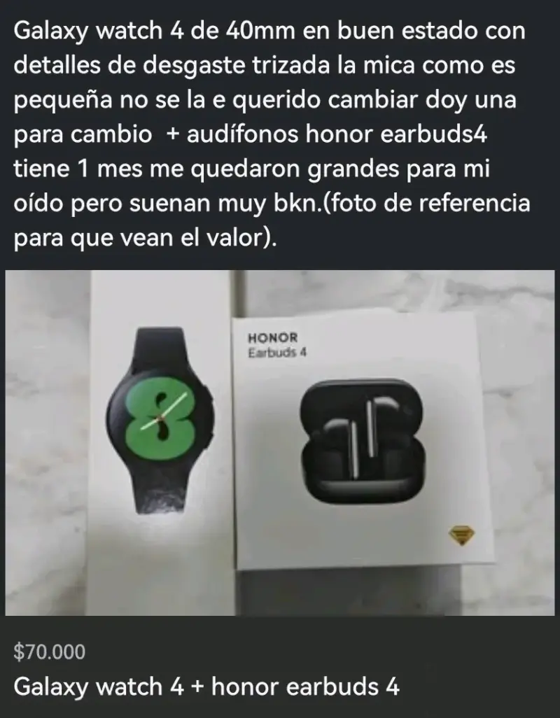 Galaxy Watch 4 de 40mm con Audífonos Honor Earbuds 4 - 1