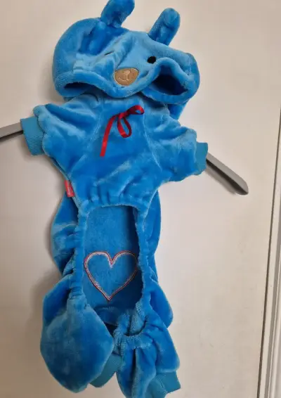 Disfraz de peluche azul para perro con capucha - miniatura 1
