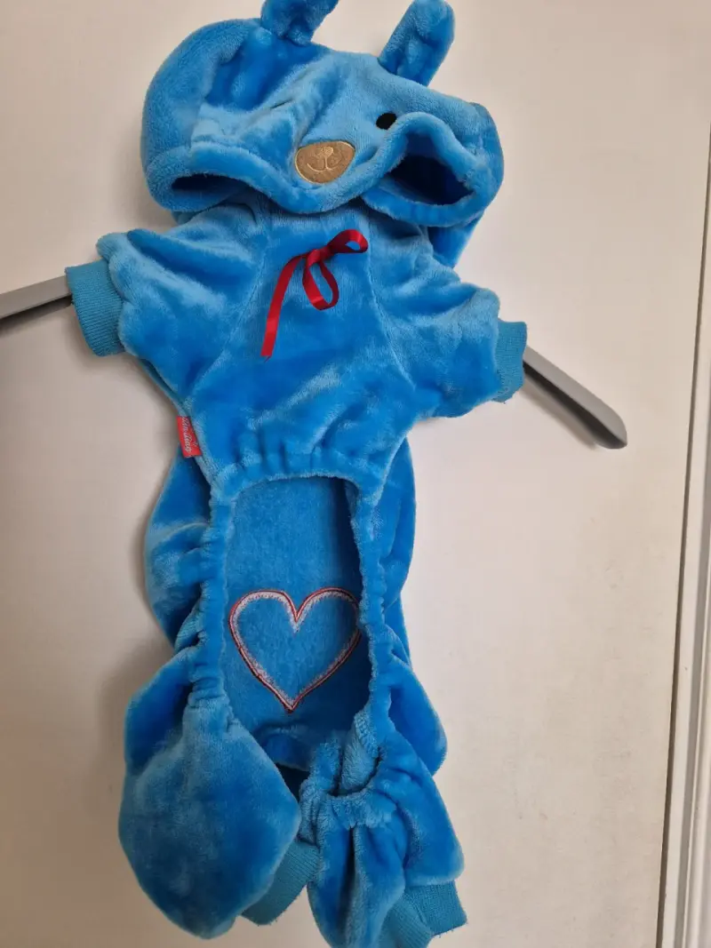 Disfraz de peluche azul para perro con capucha - 2