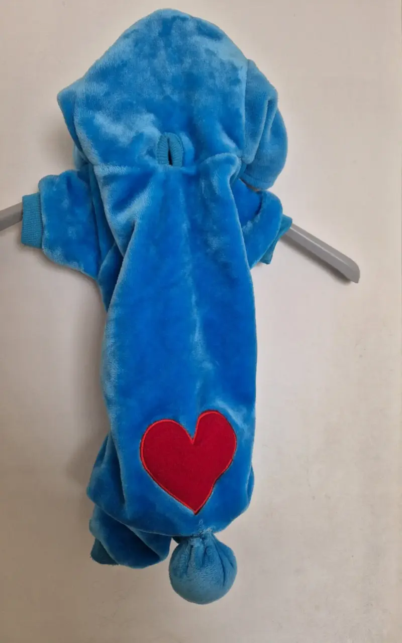 Disfraz de peluche azul para perro con capucha - 3