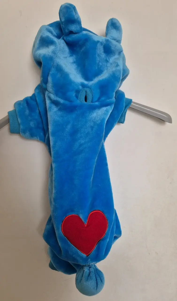 Disfraz de peluche azul para perro con capucha - 4